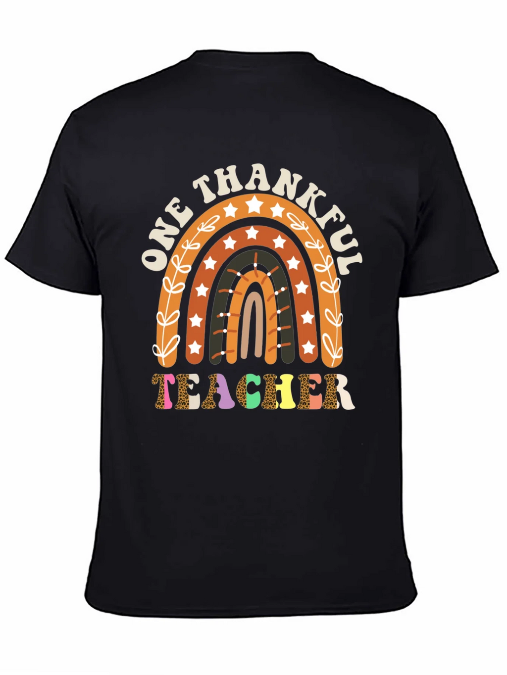 One Thankful Teacher T-Shirt Fall Rainbow Tee product image 4