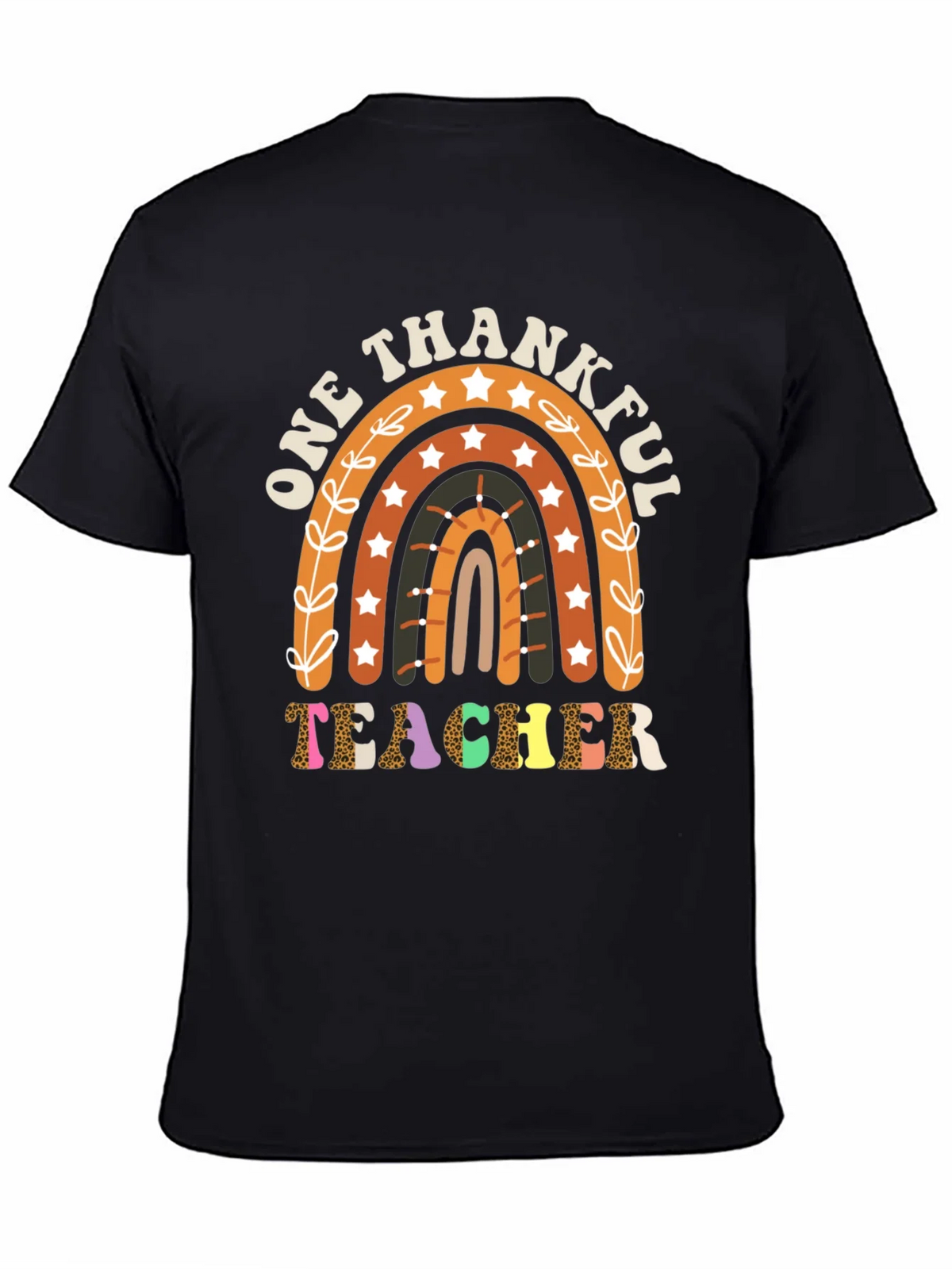 One Thankful Teacher T-Shirt Fall Rainbow Tee product image 4