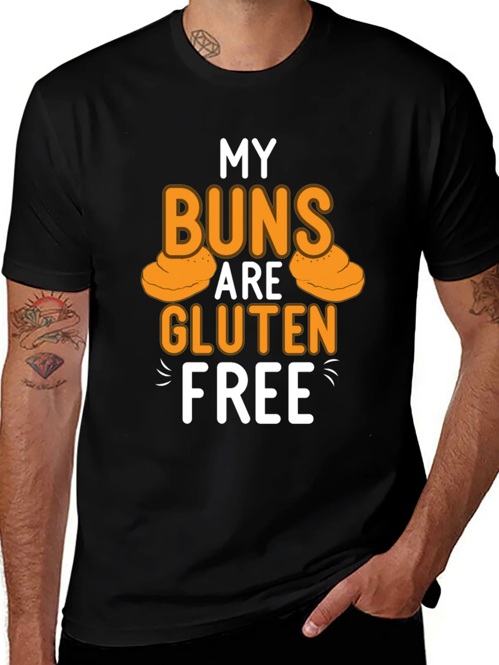 My Buns Are Gluten Free Black T-Shirt product image 1