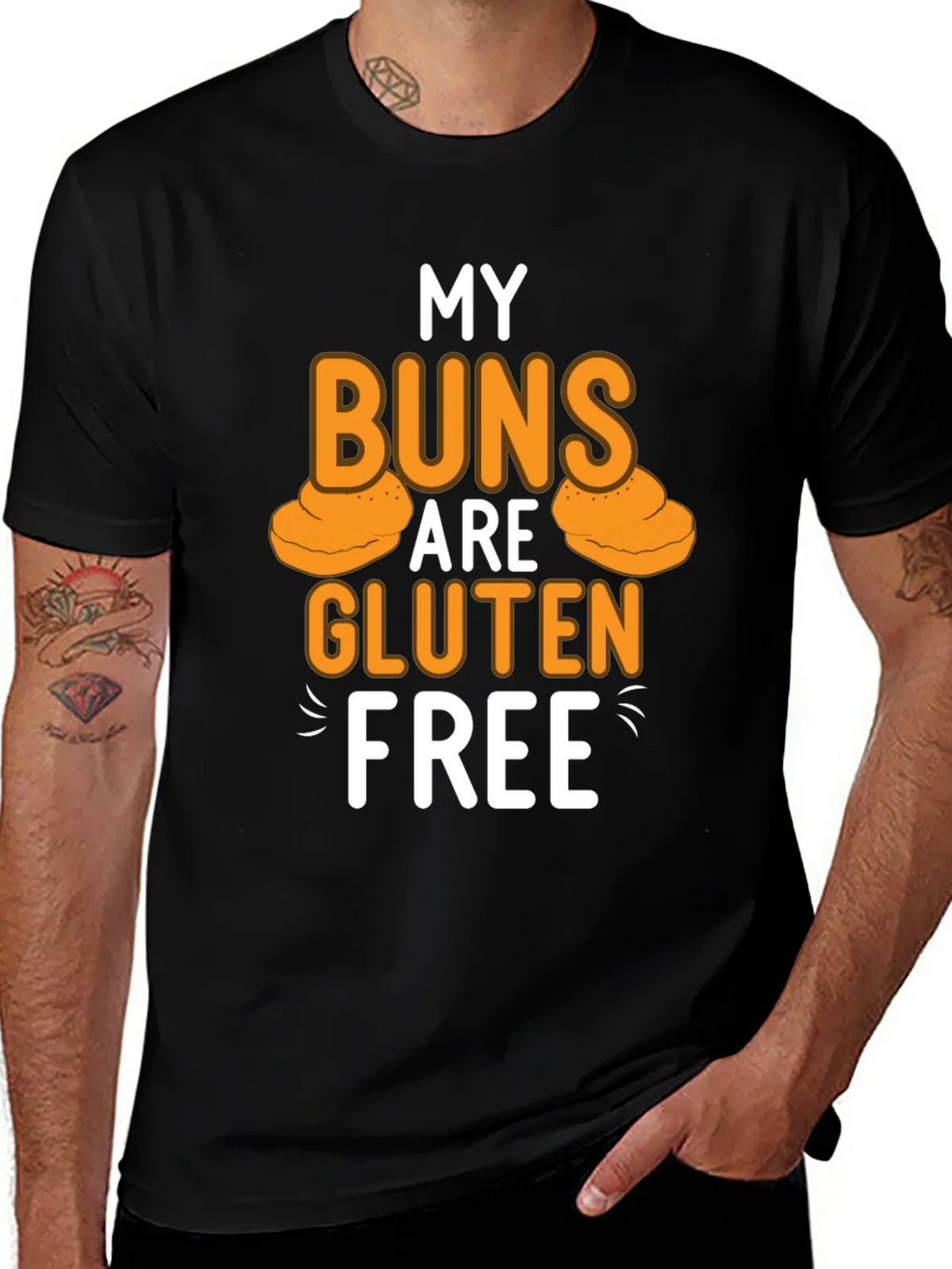 My Buns Are Gluten Free Black T-Shirt product image 1