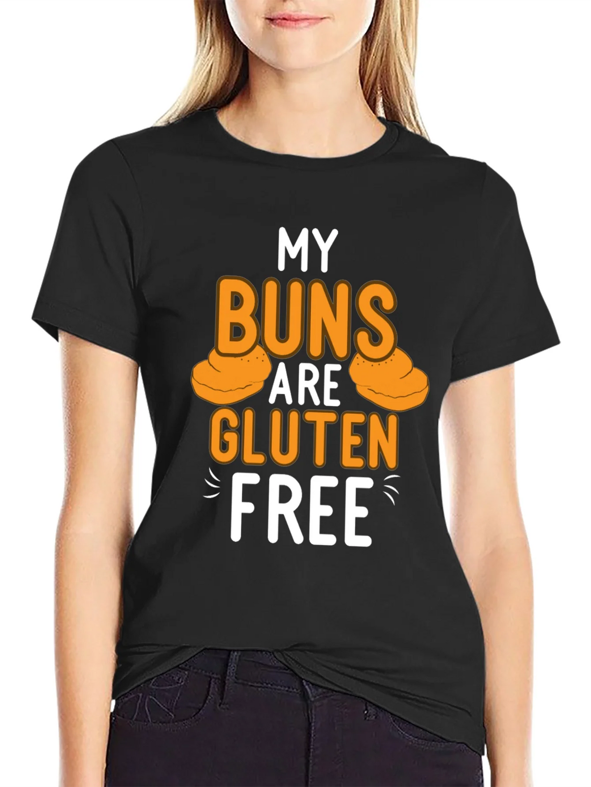 My Buns Are Gluten Free Black T-Shirt product image 2