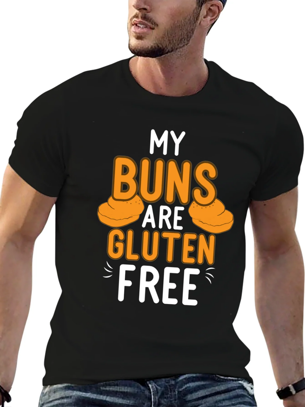 My Buns Are Gluten Free Black T-Shirt product image 6
