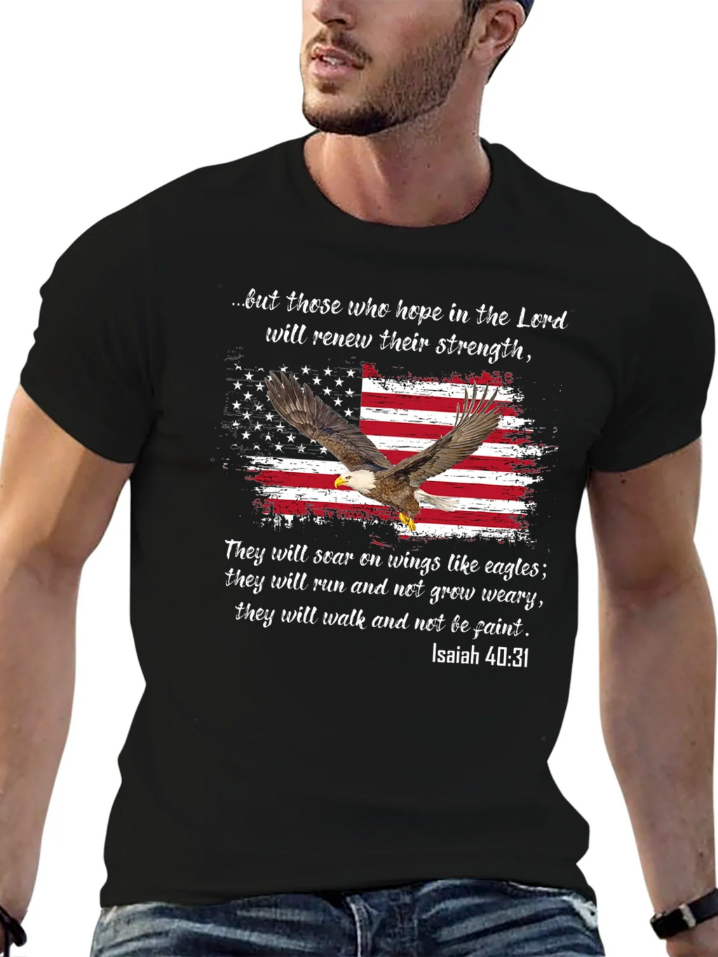 American Flag Eagle Isaiah 40:31 T-Shirt product image 6