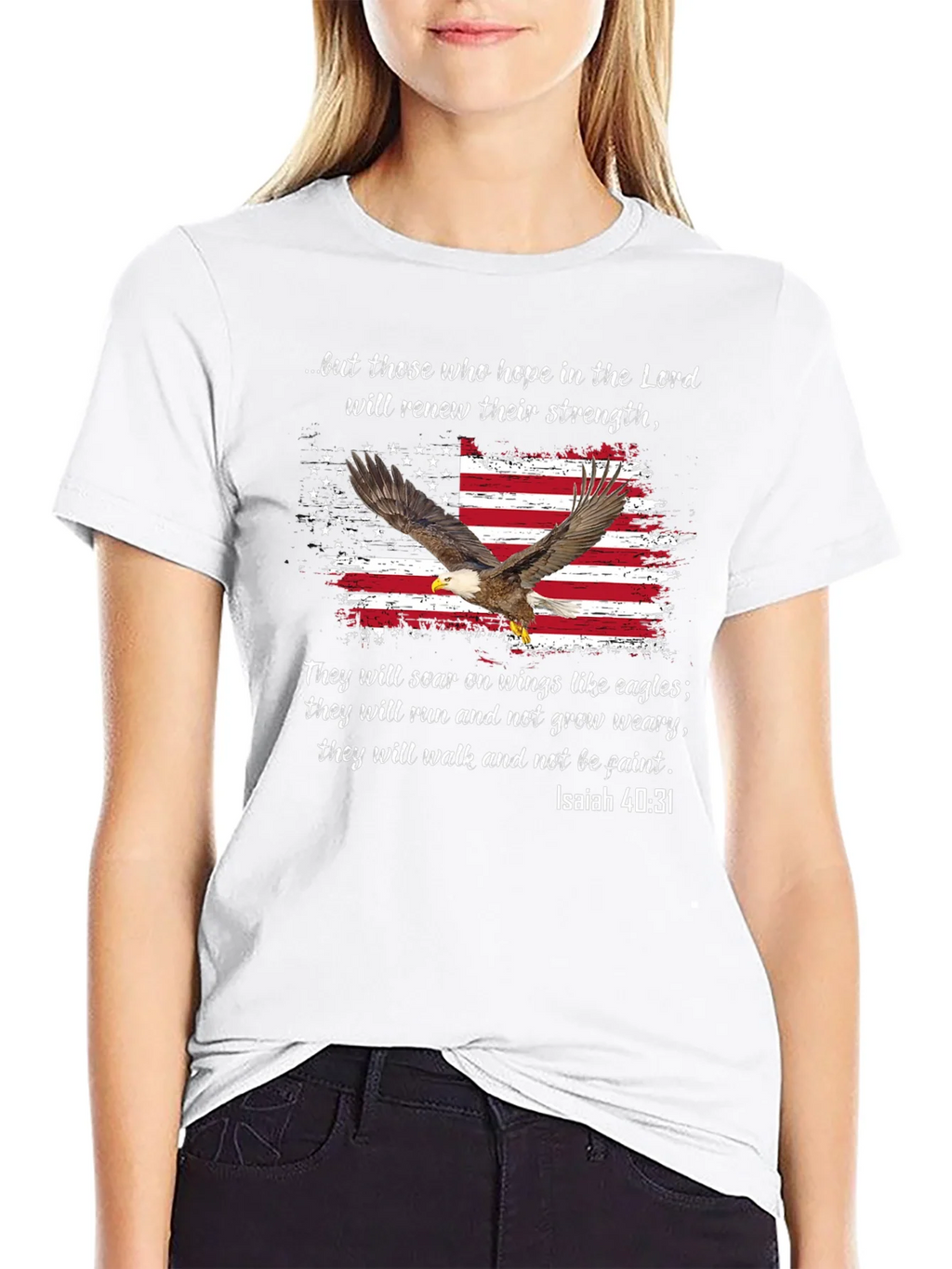 American Flag Eagle Isaiah 40:31 T-Shirt product image 8