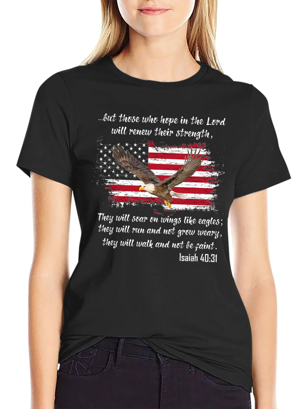 American Flag Eagle Isaiah 40:31 T-Shirt product image 2
