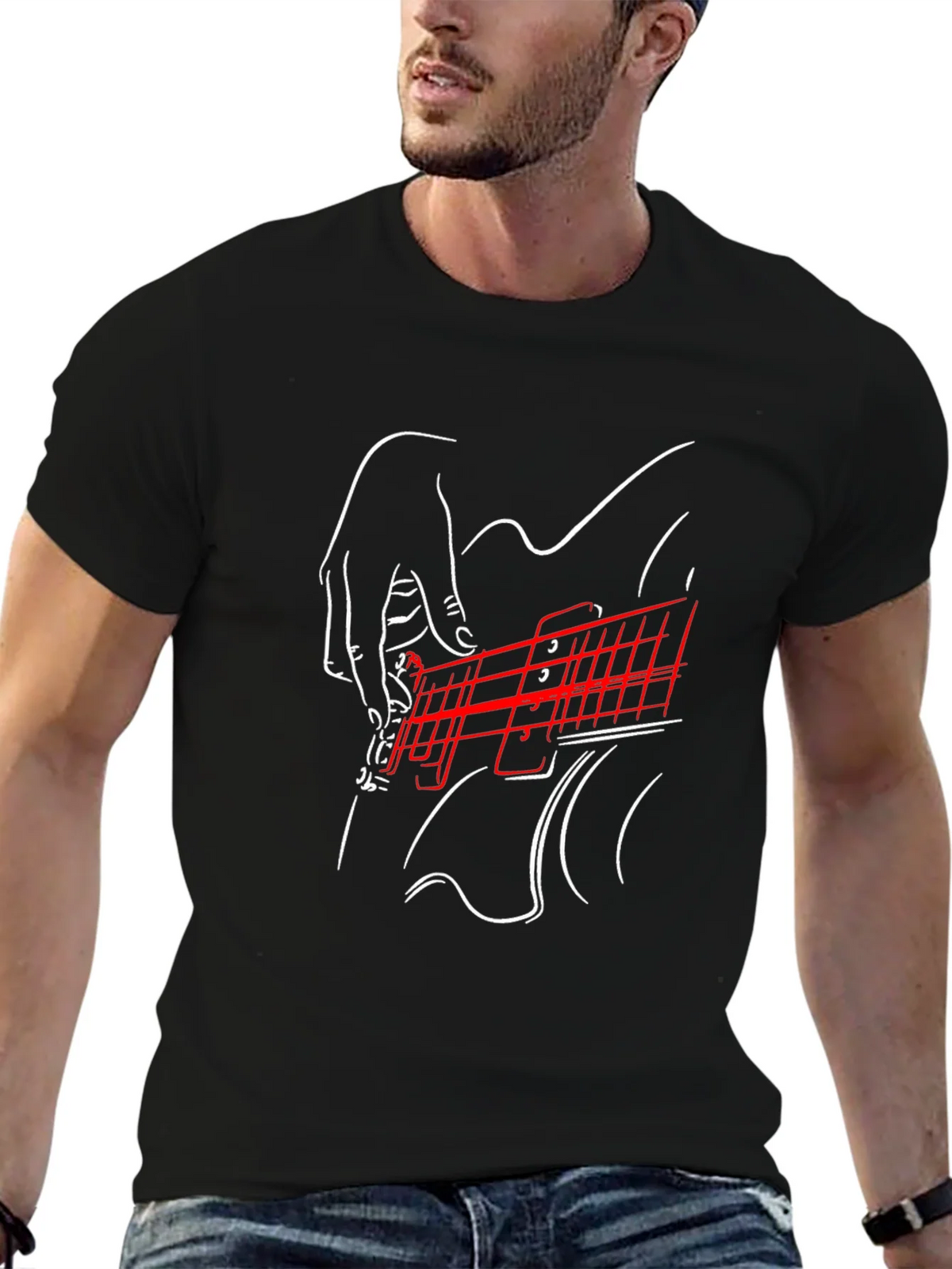 Guitar Graphic Print Black Tee product image 6