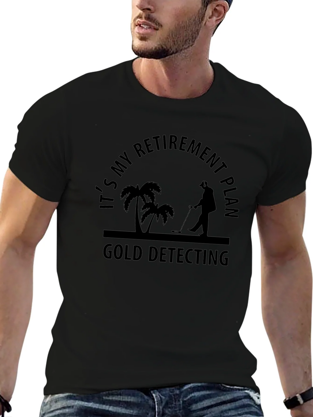 Retirement Gold Detecting Black T-Shirt product image 6