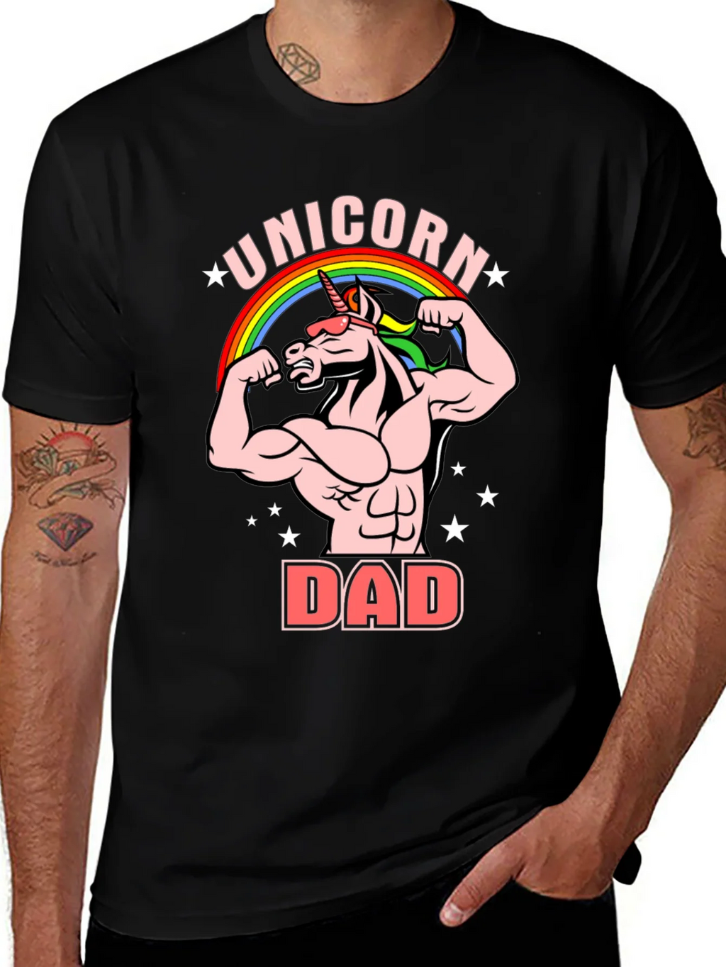 Unicorn Dad Graphic T-Shirt - Black Cotton Tee product image 1