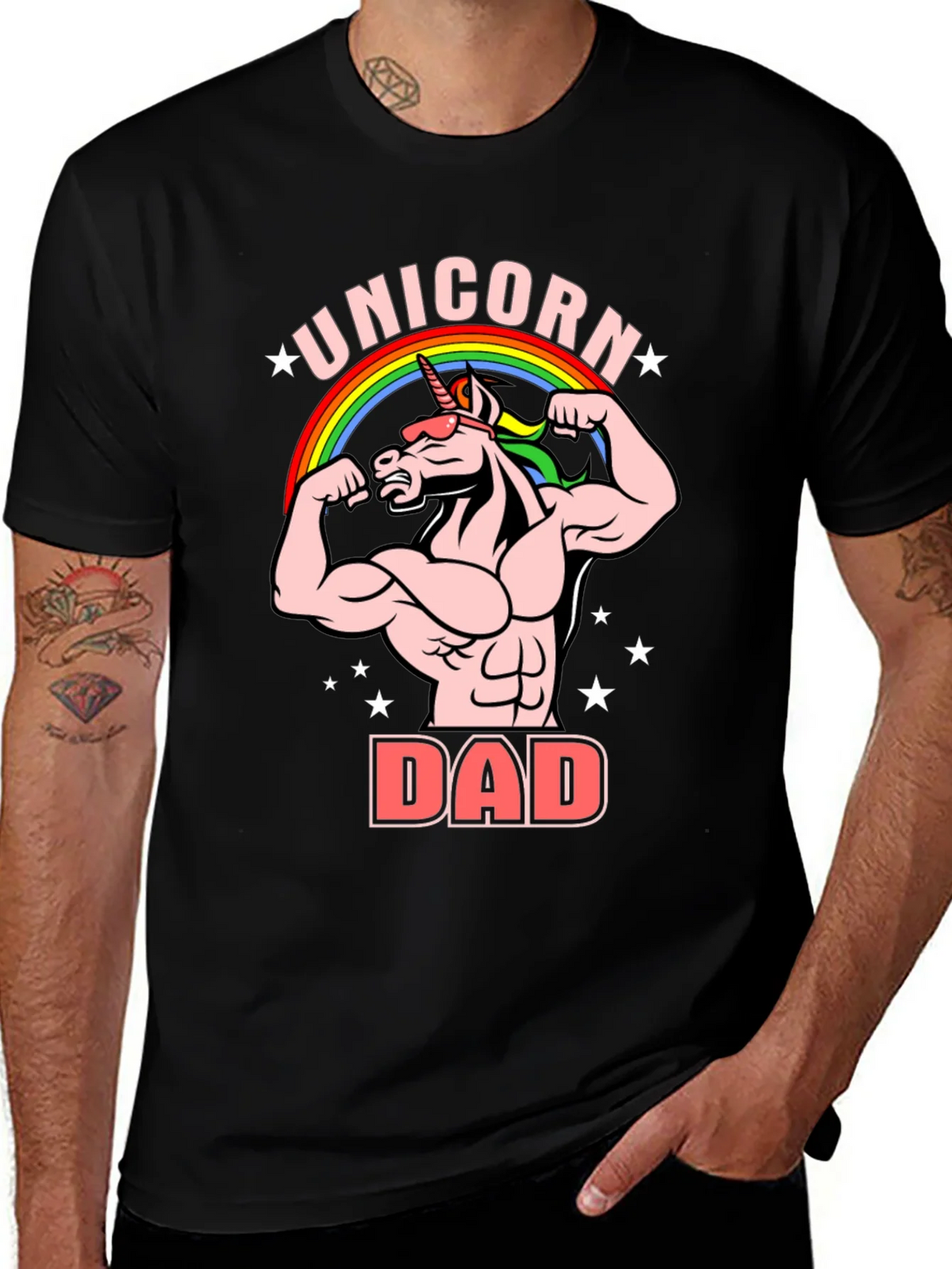 Unicorn Dad Graphic T-Shirt - Black Cotton Tee product image 1