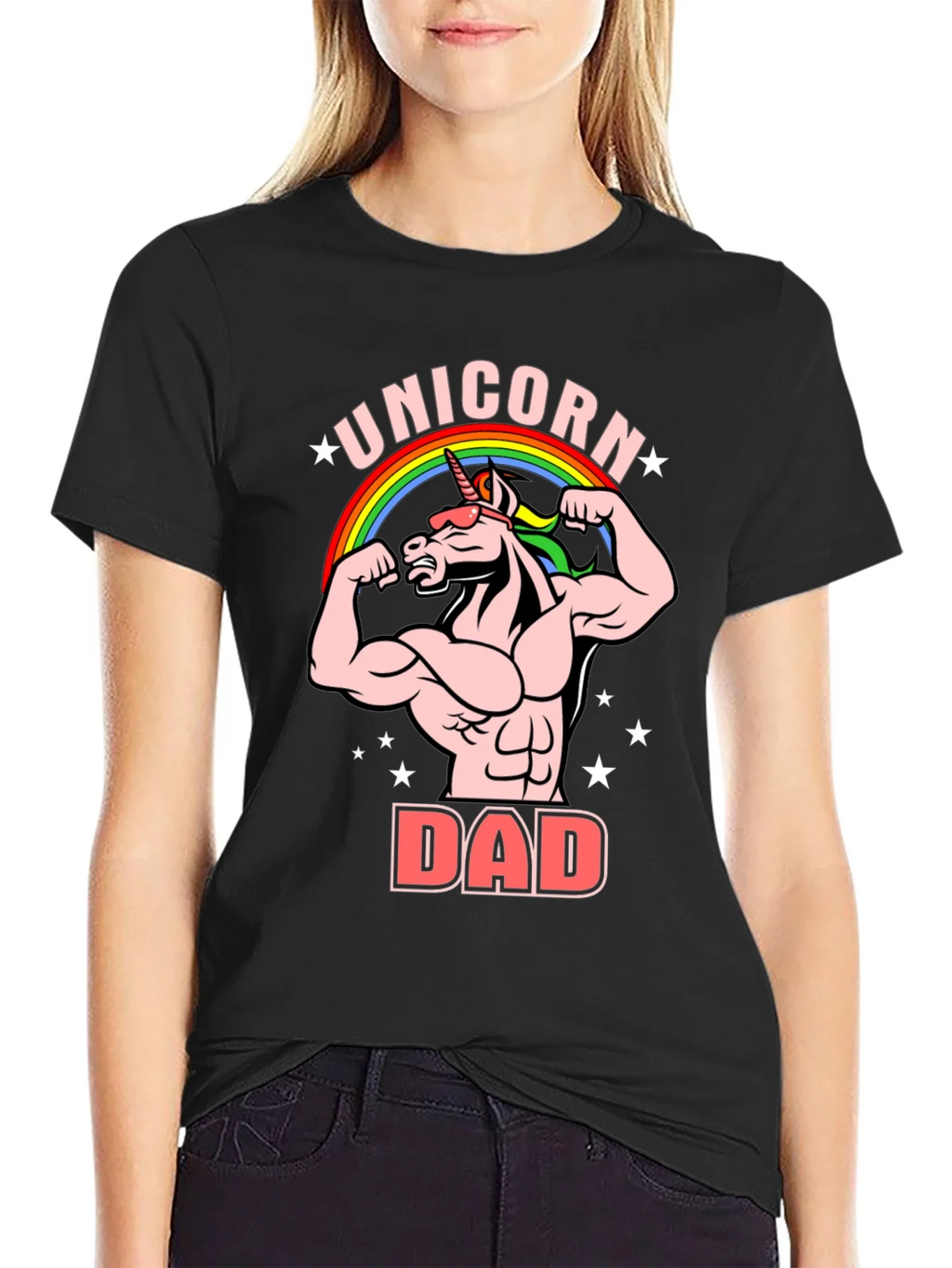 Unicorn Dad Graphic T-Shirt - Black Cotton Tee product image 2