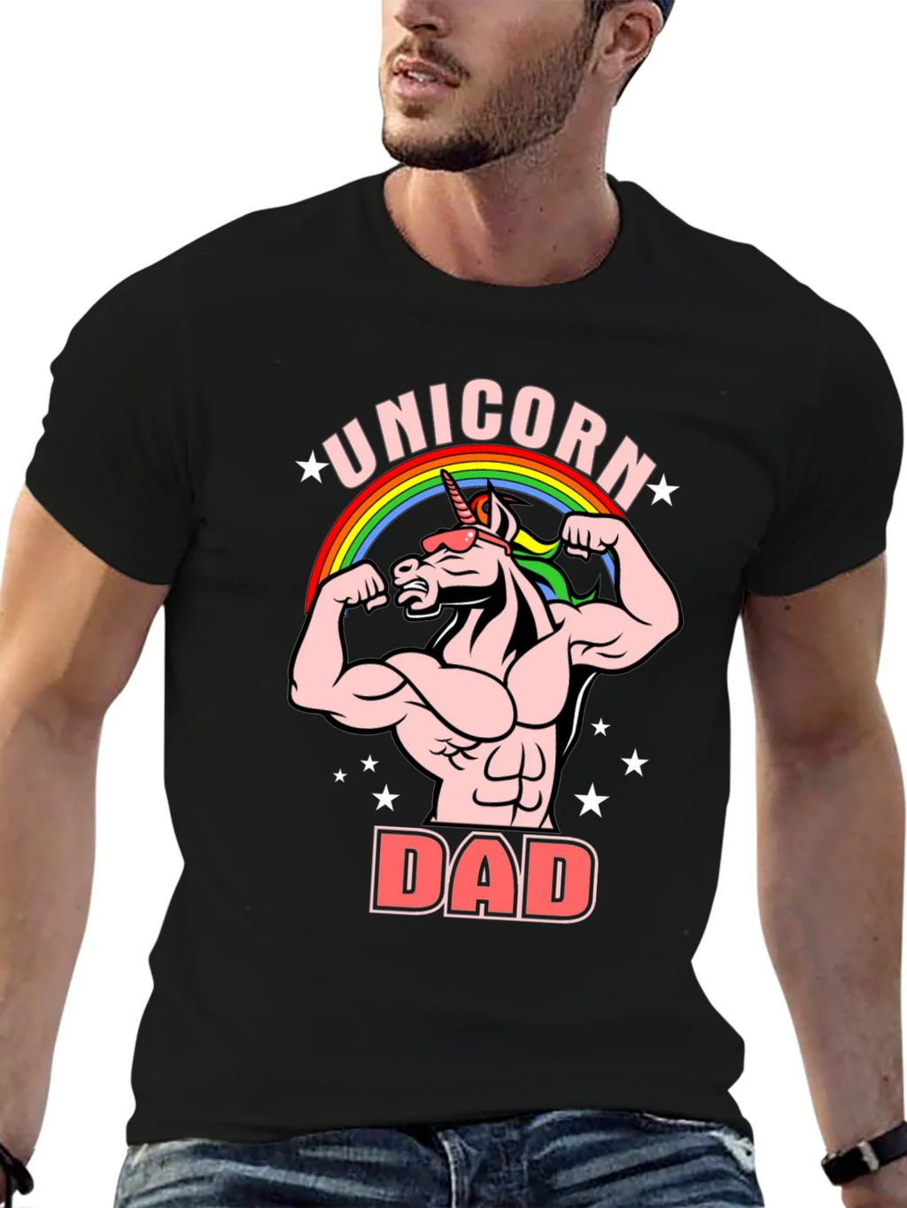Unicorn Dad Graphic T-Shirt - Black Cotton Tee product image 6