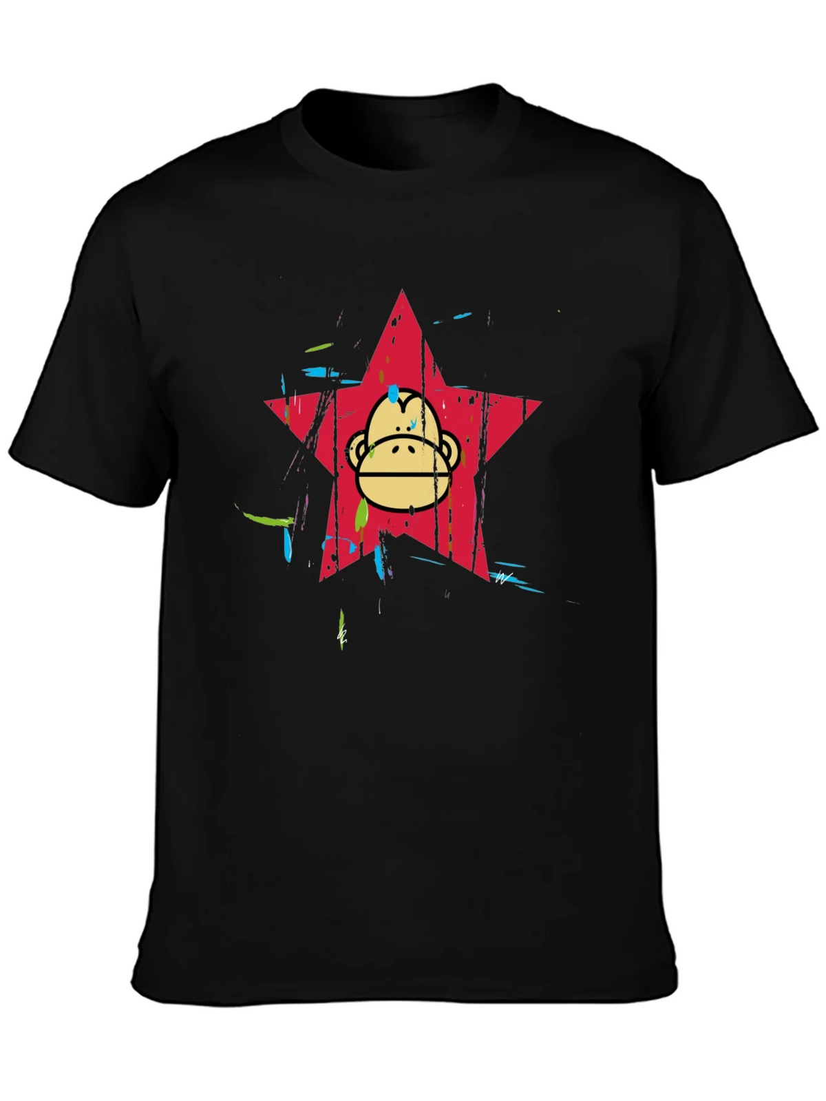 Funky Monkey Star Graphic Tee - Black Cotton Blend product image 2