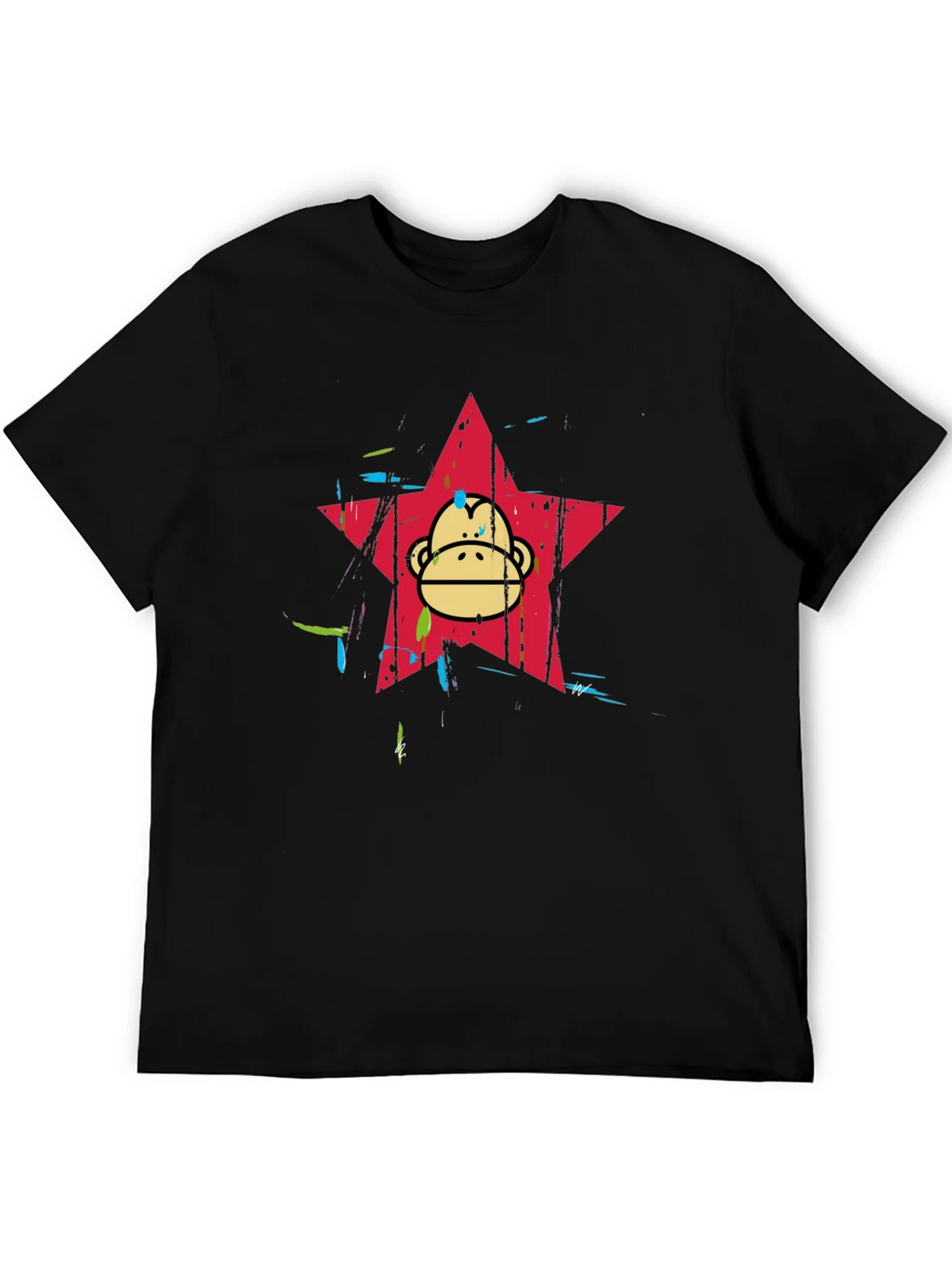 Funky Monkey Star Graphic Tee - Black Cotton Blend product image 3