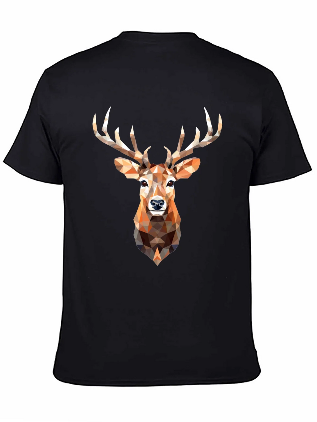 Geometric Deer Head Graphic Print Black T-Shirt product image 4