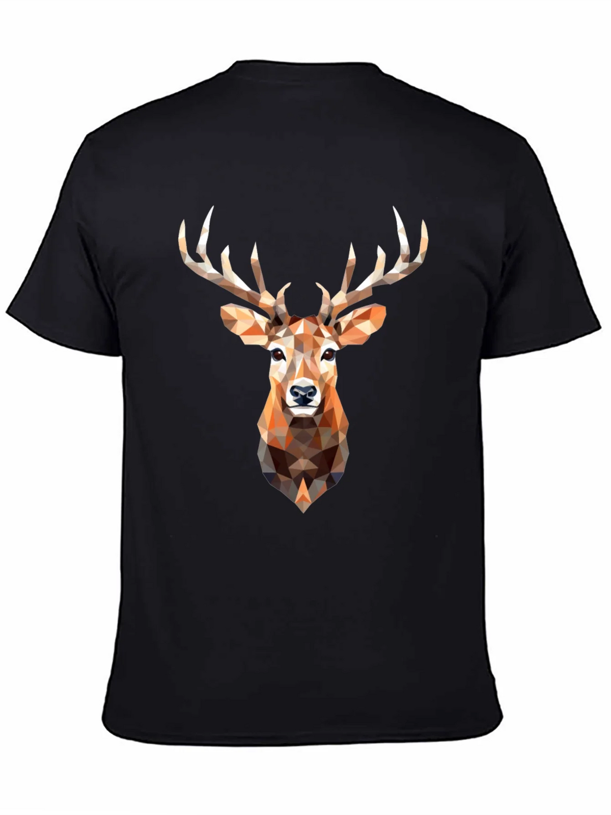 Geometric Deer Head Graphic Print Black T-Shirt product image 4