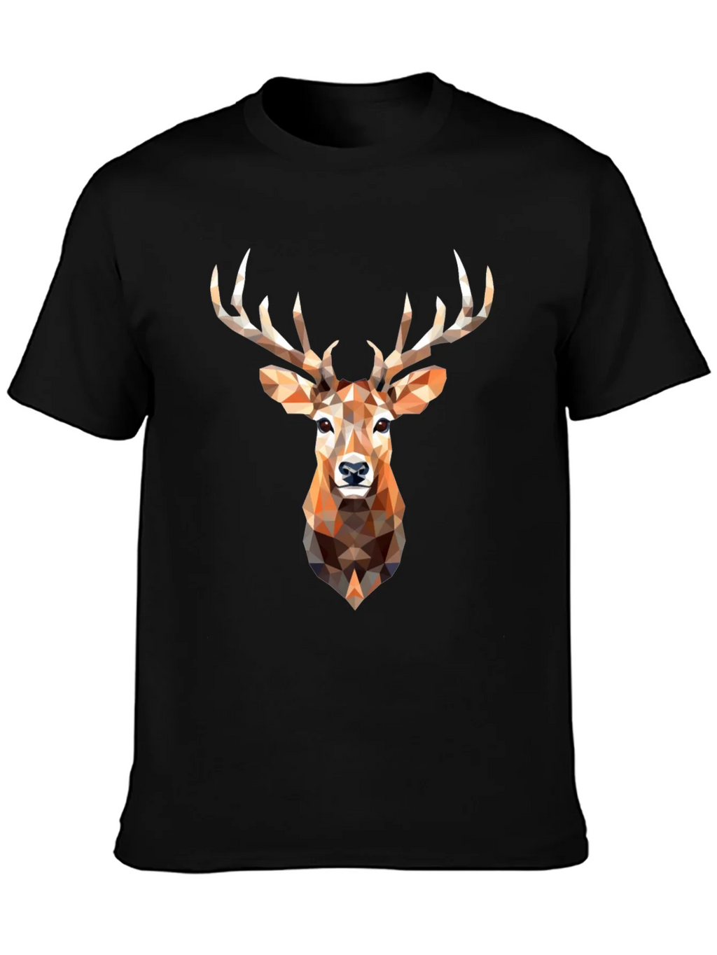 Geometric Deer Head Graphic Print Black T-Shirt product image 3
