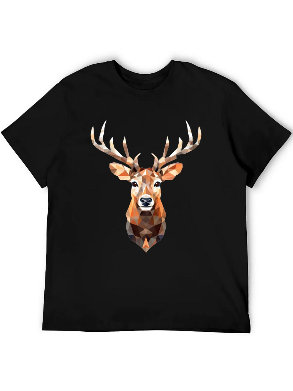 Geometric Deer Head Graphic Print Black T-Shirt product image 5