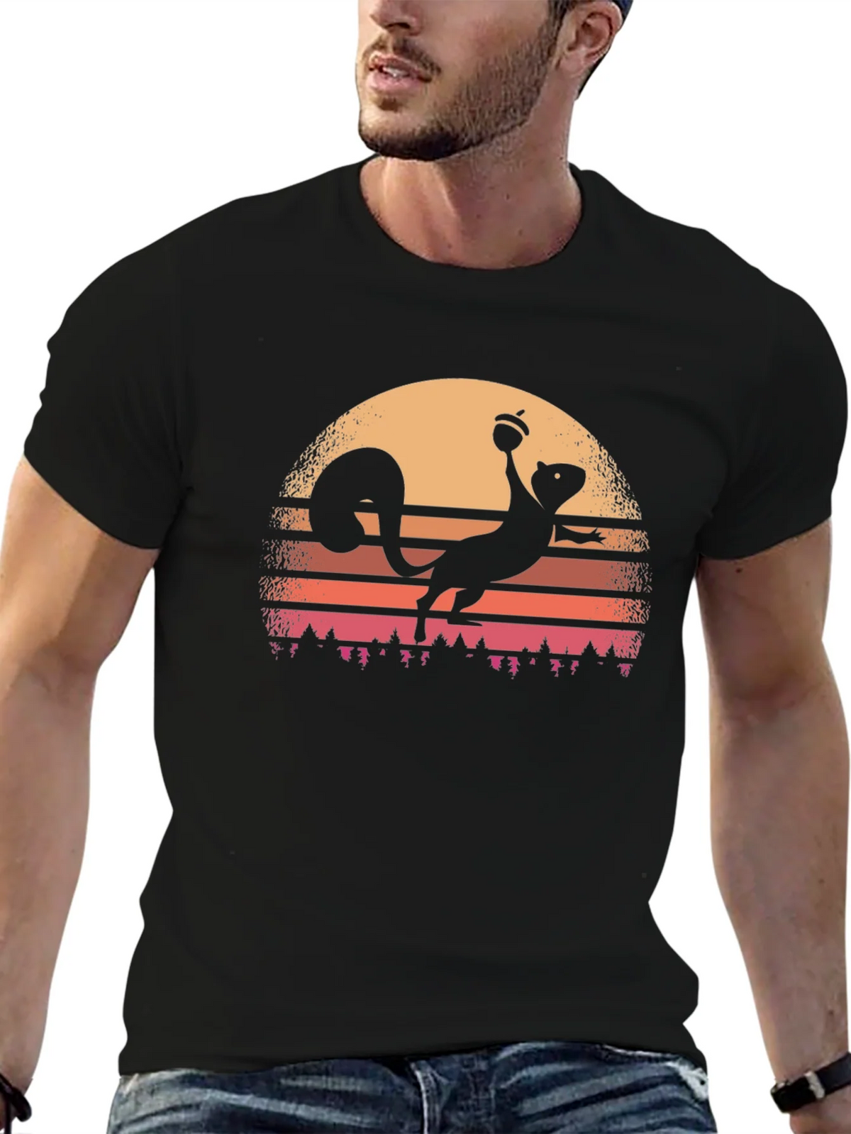 Retro Squirrel Sunset T-Shirt product image 6