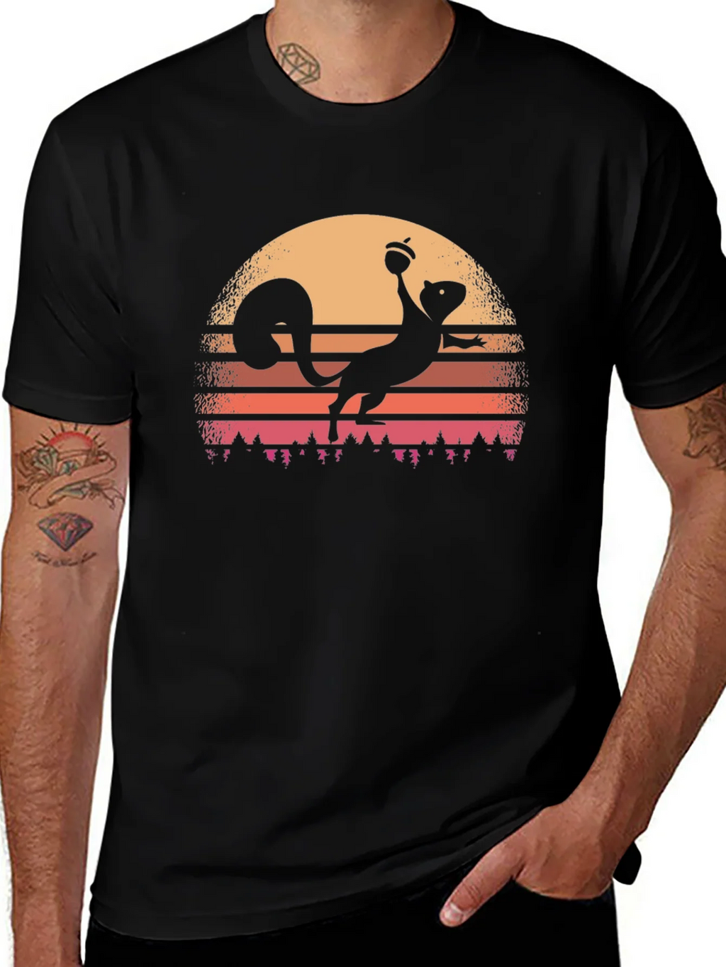 Retro Squirrel Sunset T-Shirt product image 1