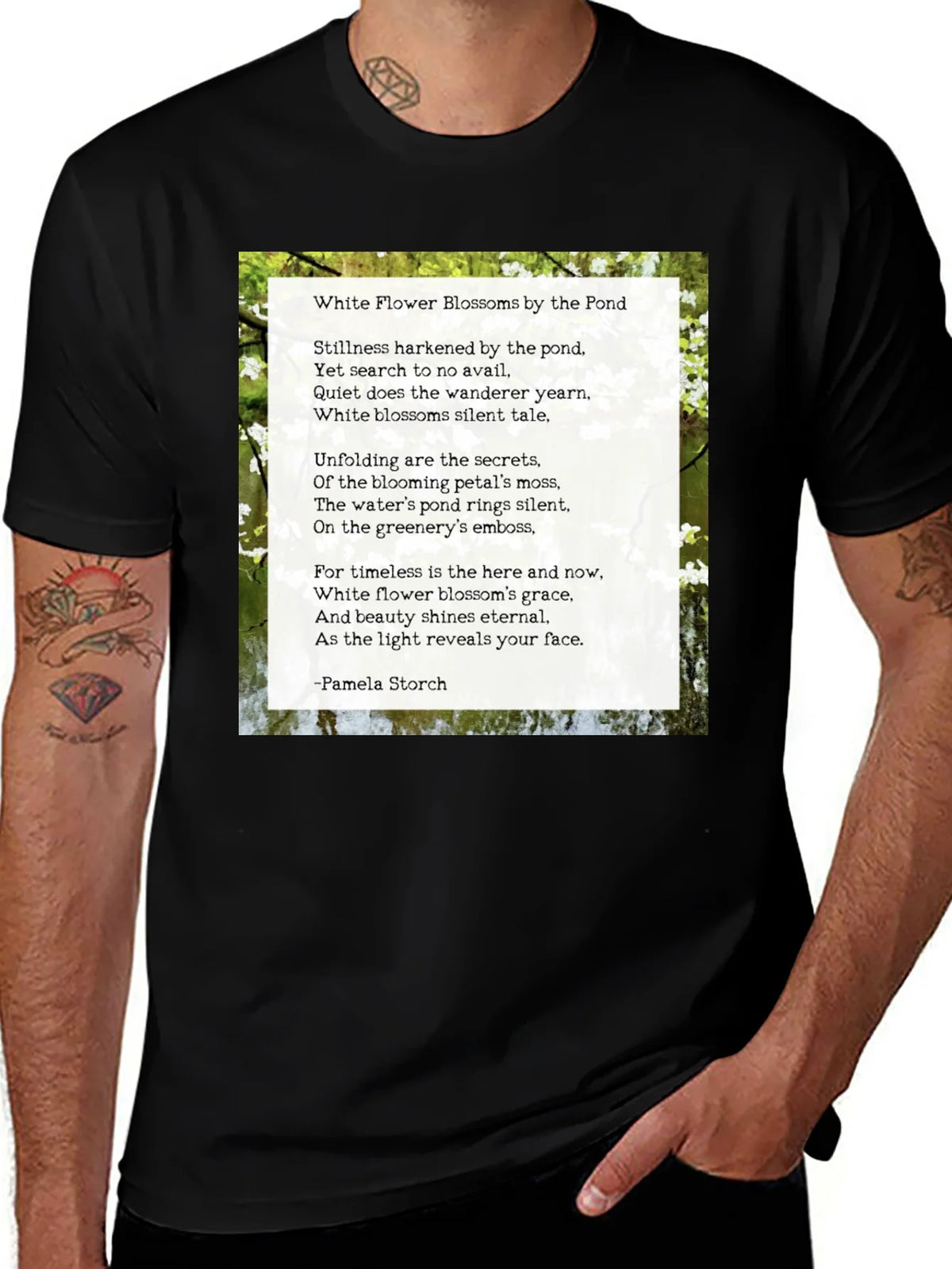 Floral Poem T-Shirt - White Flower Blossoms product image 1