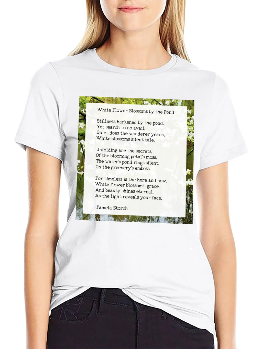 Floral Poem T-Shirt - White Flower Blossoms product image 8
