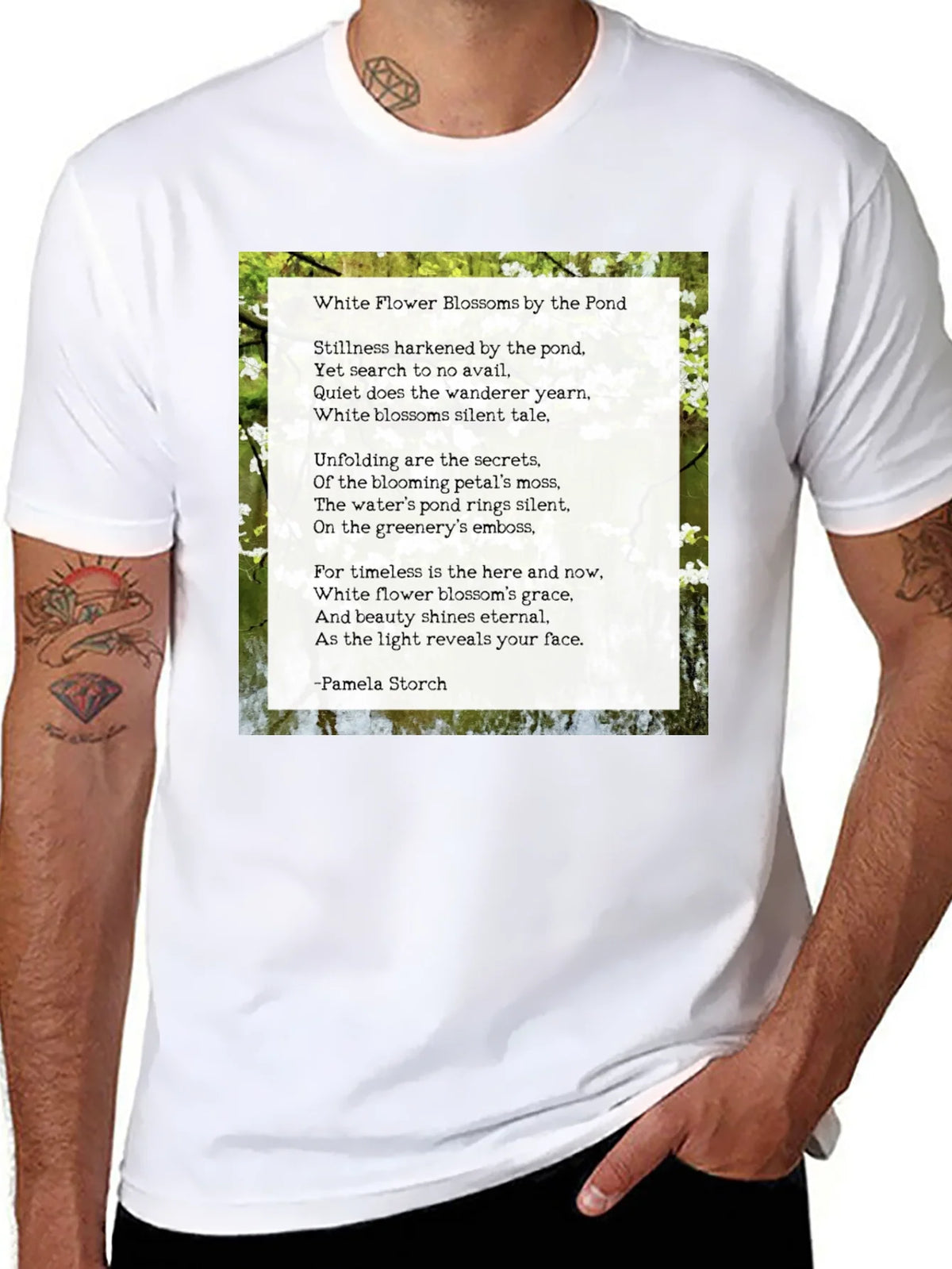 Floral Poem T-Shirt - White Flower Blossoms product image 7
