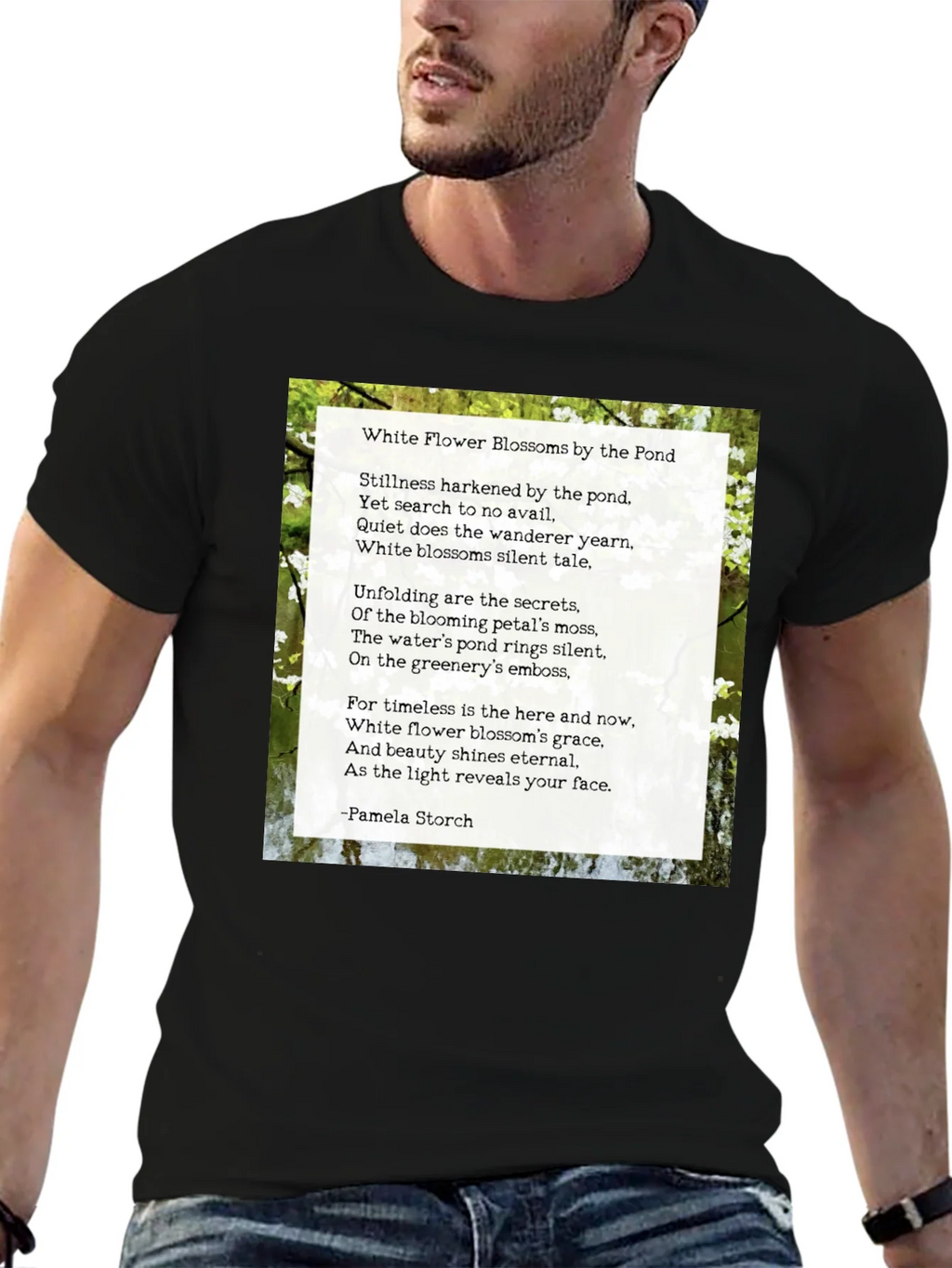 Floral Poem T-Shirt - White Flower Blossoms product image 6
