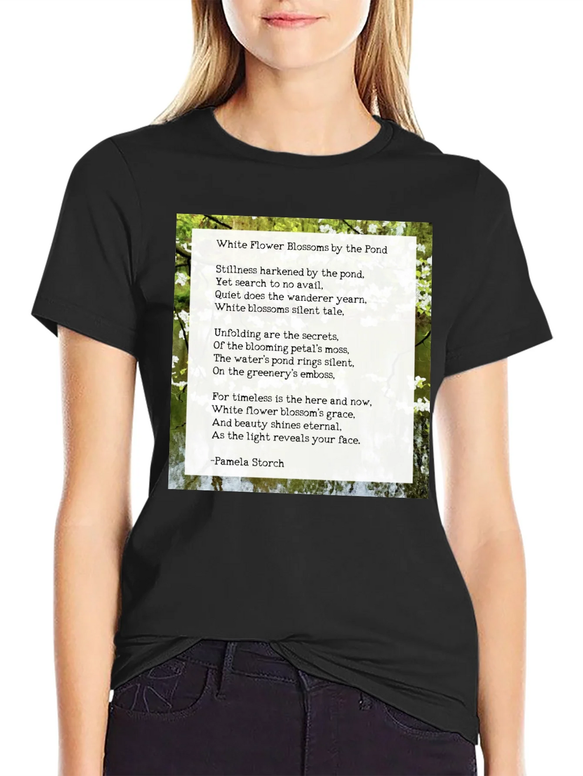 Floral Poem T-Shirt - White Flower Blossoms product image 2