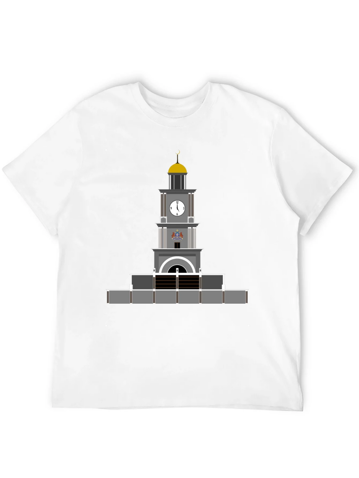 Black T-Shirt with Clock Tower Graphic product image 11