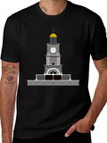 Black T-Shirt with Clock Tower Graphic product image 1