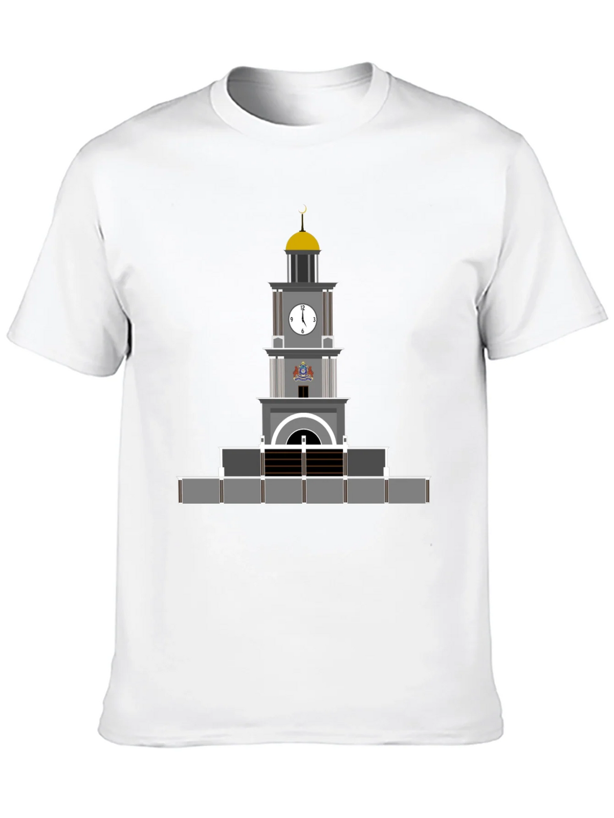 Black T-Shirt with Clock Tower Graphic product image 9