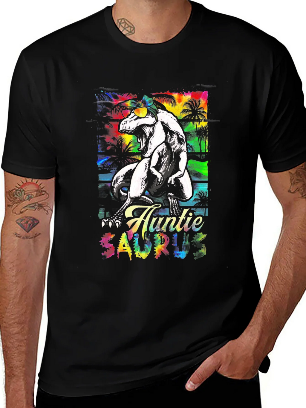 Auntie Saurus Rex Black T-Shirt product image 1