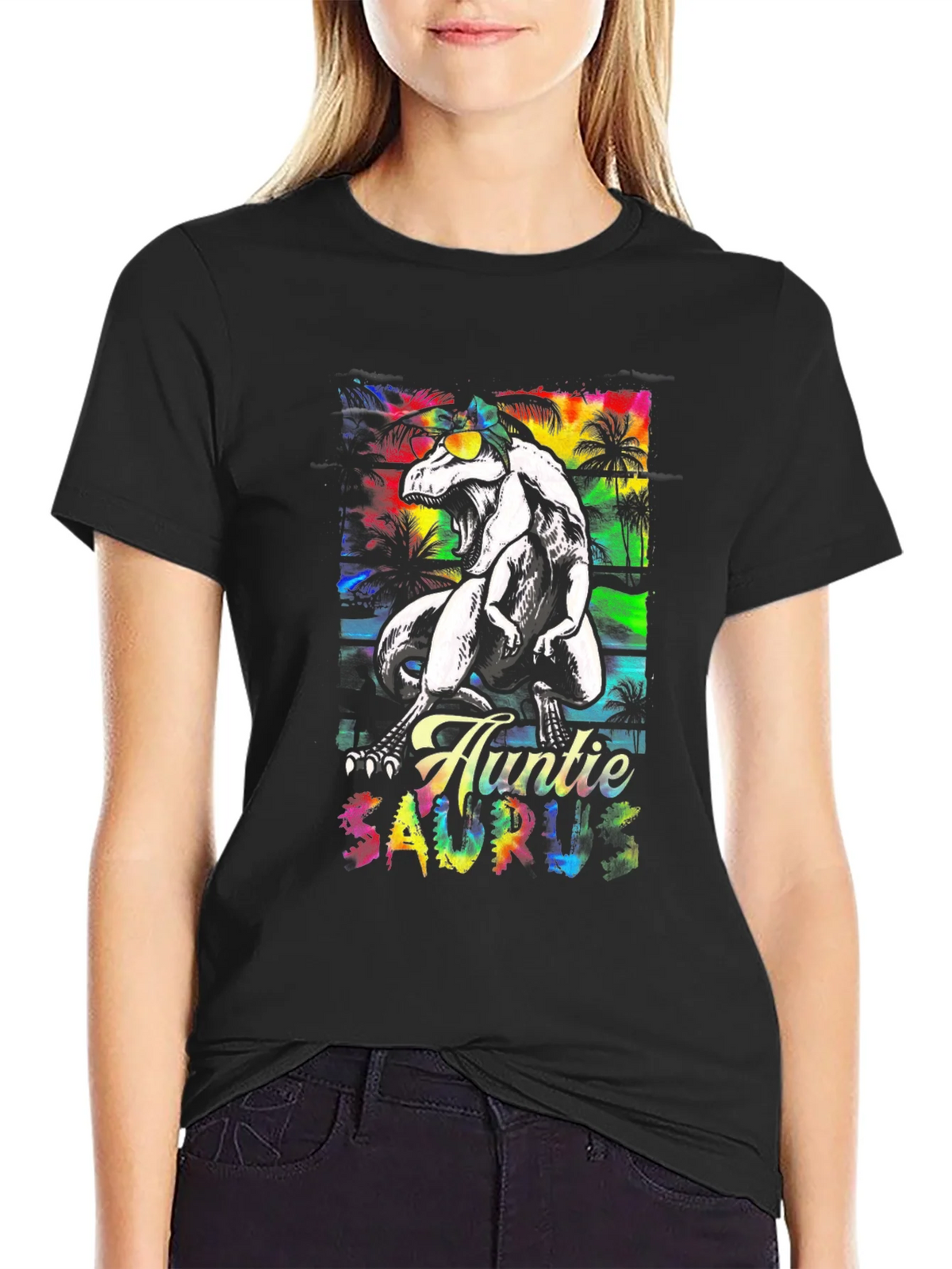 Auntie Saurus Rex Black T-Shirt product image 2