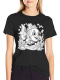 Cartoon Fish Graphic T-Shirt - Black product image 1