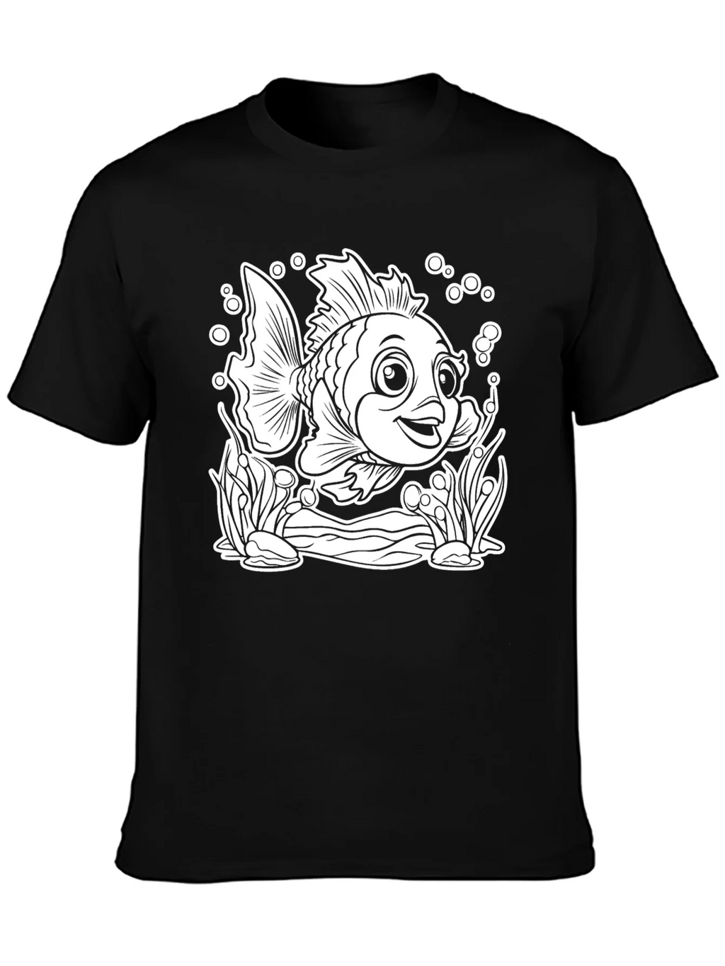 Cartoon Fish Graphic T-Shirt - Black product image 2