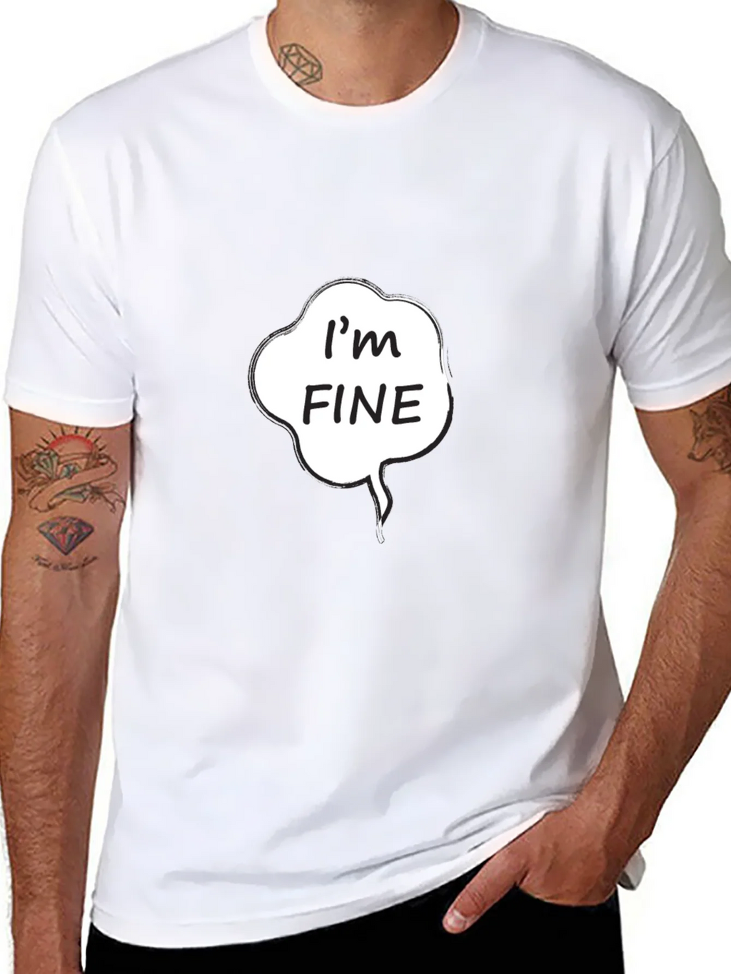 Im Fine Graphic Tee - Black Cotton Casual Shirt product image 3