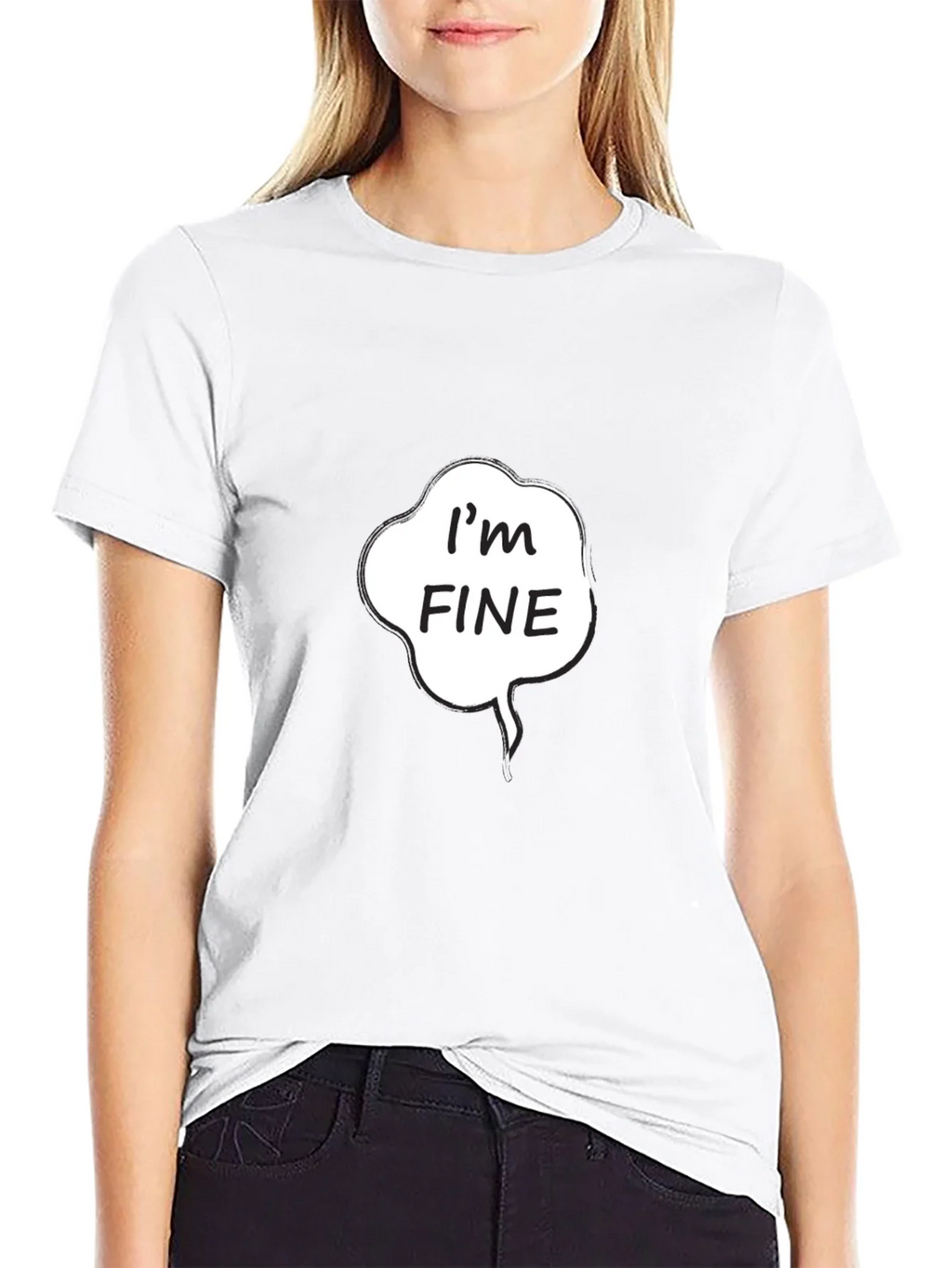 Im Fine Graphic Tee - Black Cotton Casual Shirt product image 4