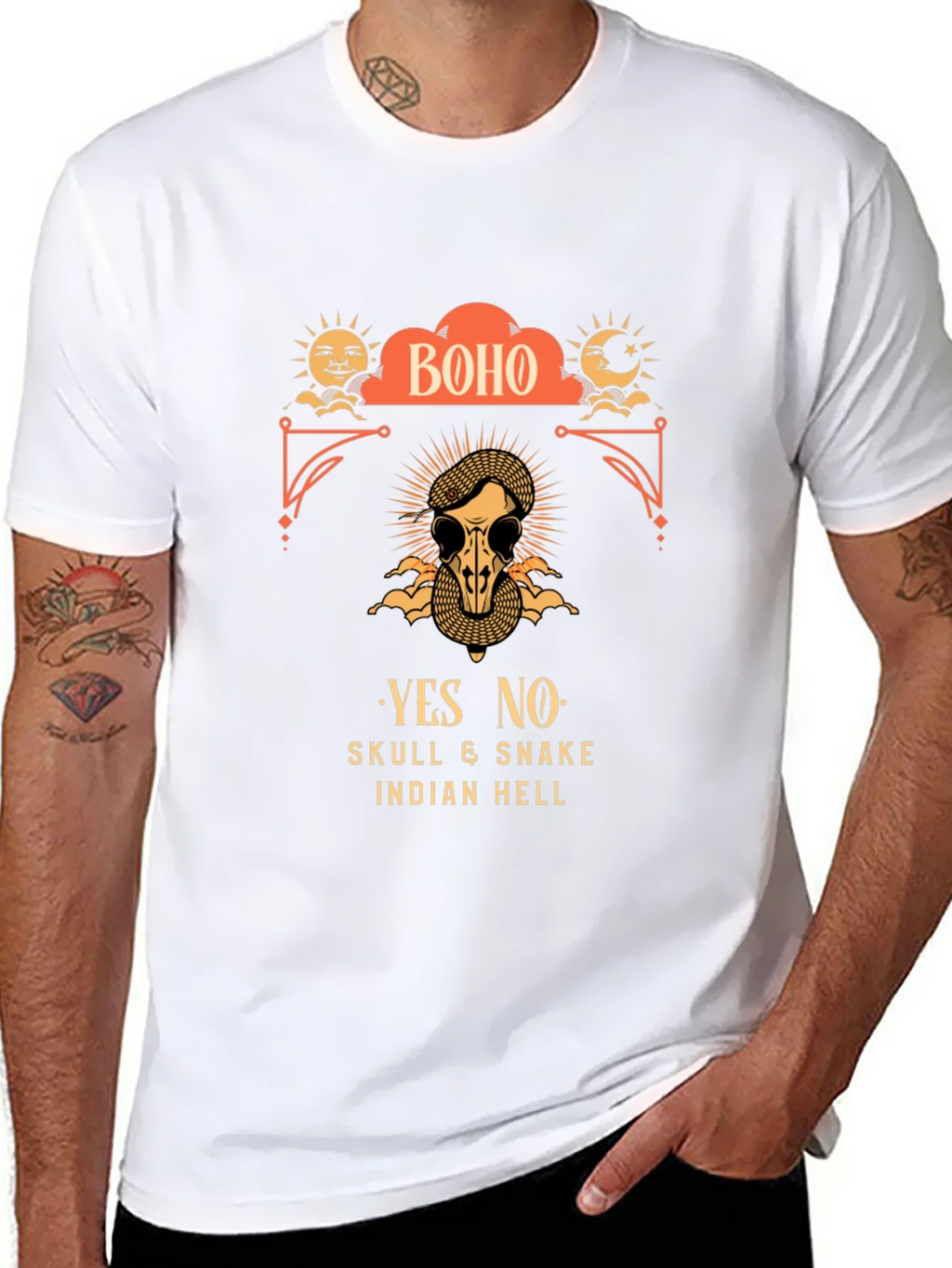 Boho Skull & Snake Graphic T-Shirt product image 5