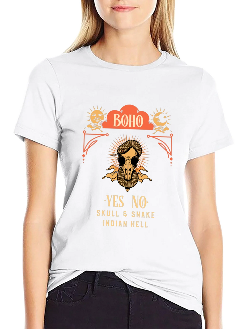 Boho Skull & Snake Graphic T-Shirt product image 6