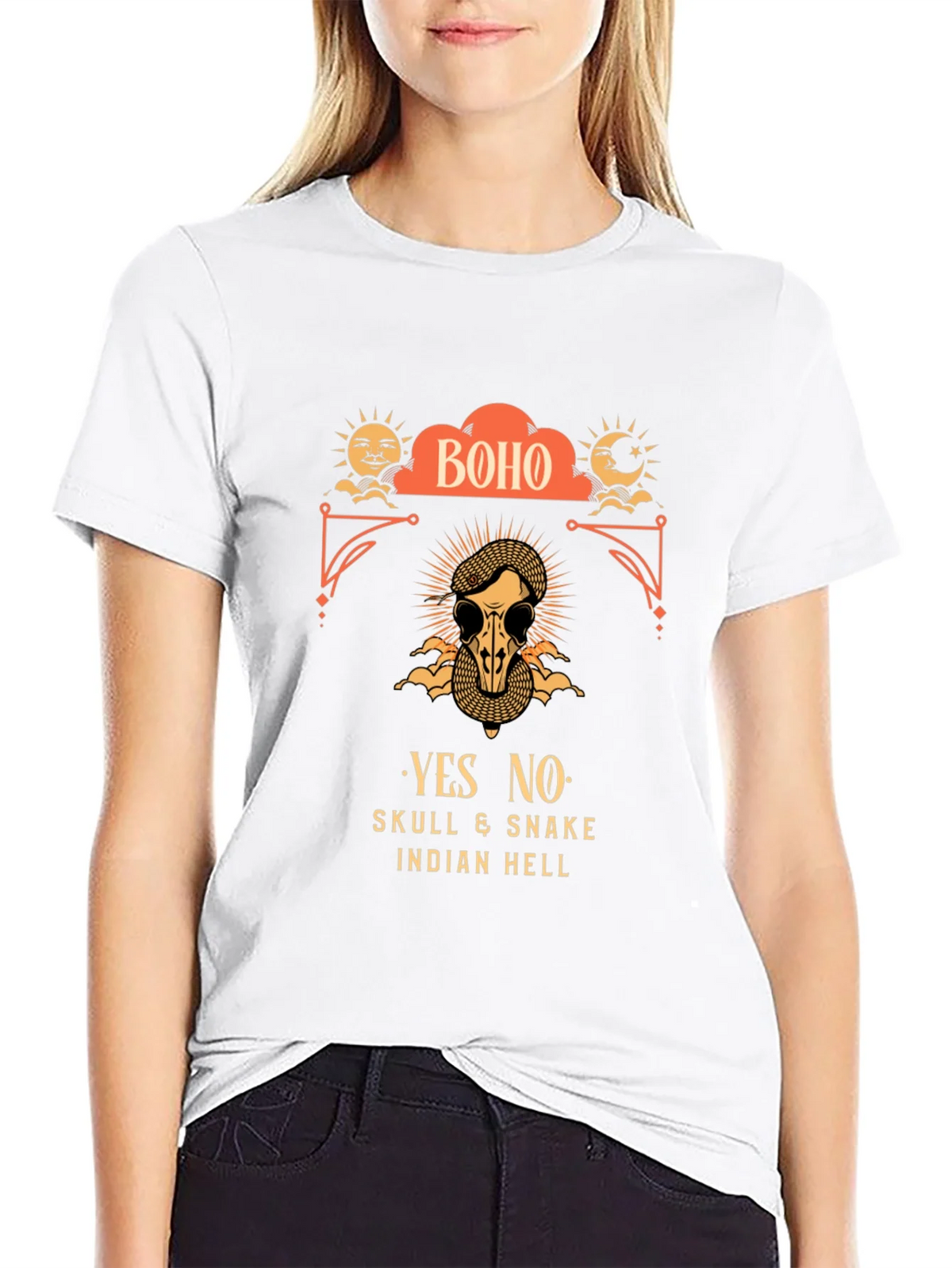 Boho Skull & Snake Graphic T-Shirt product image 6