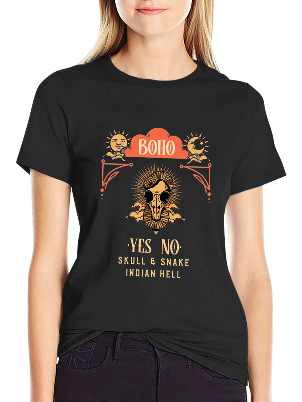 Boho Skull & Snake Graphic T-Shirt product image 2