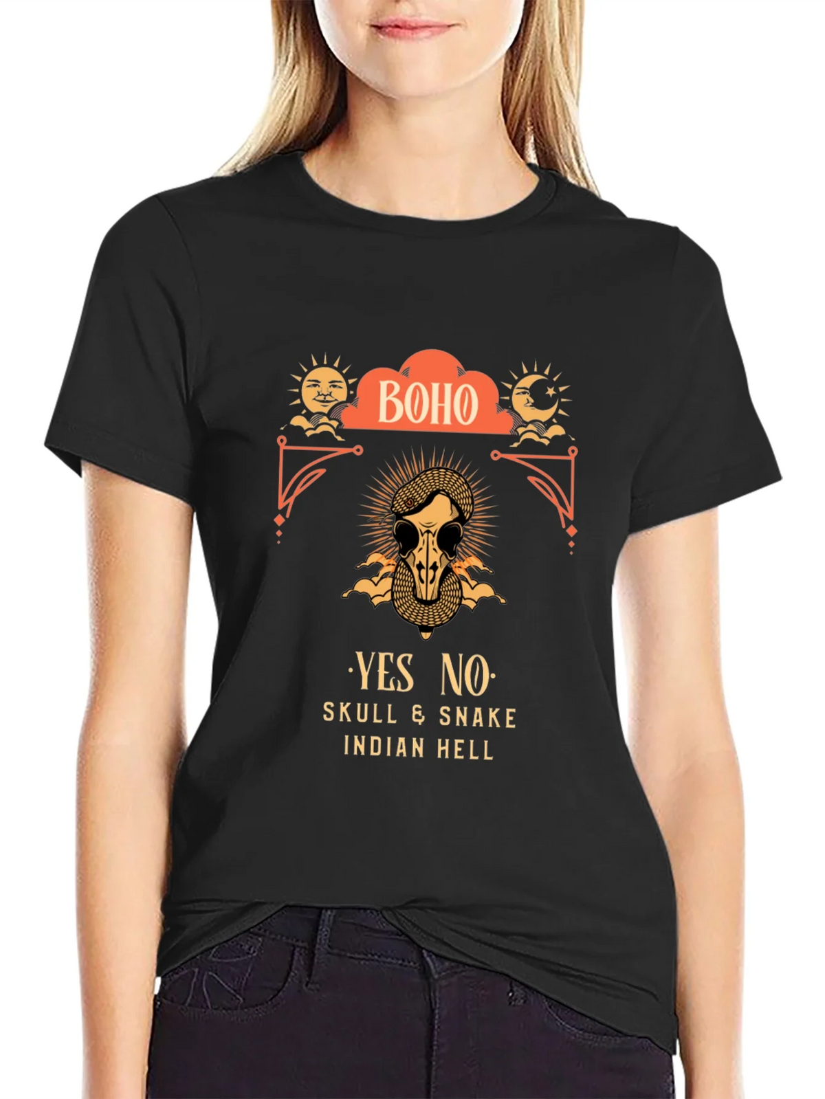 Boho Skull & Snake Graphic T-Shirt product image 2