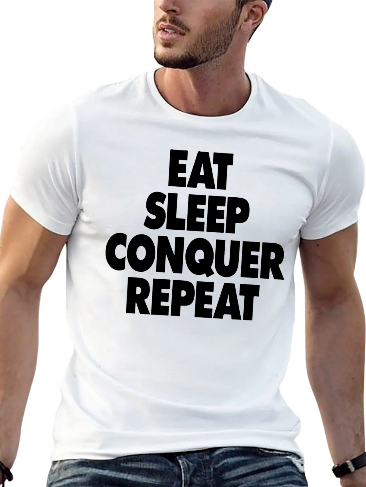 Eat Sleep Conquer Repeat Black T-Shirt product image 12