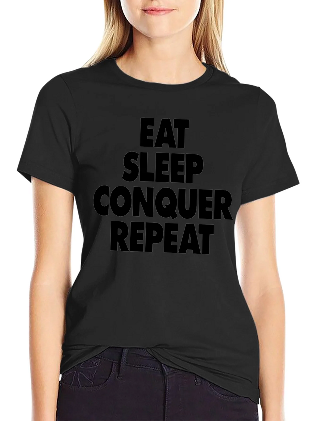 Eat Sleep Conquer Repeat Black T-Shirt product image 2