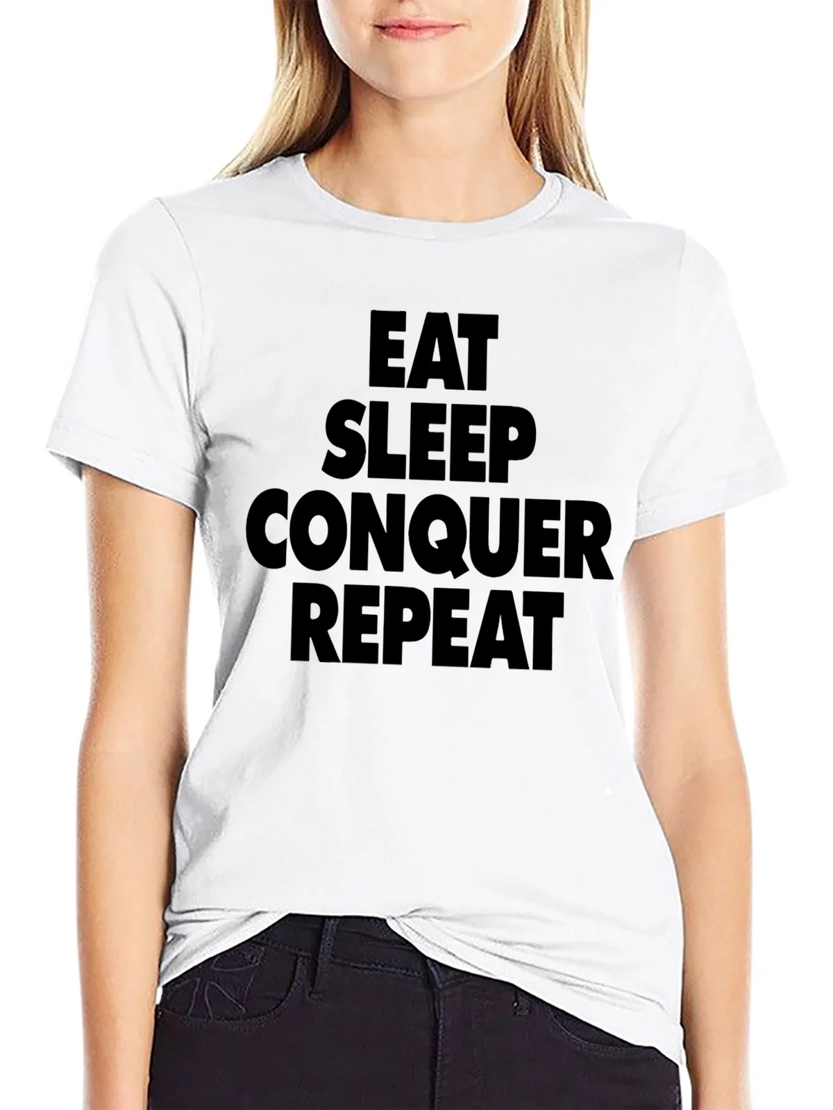 Eat Sleep Conquer Repeat Black T-Shirt product image 8