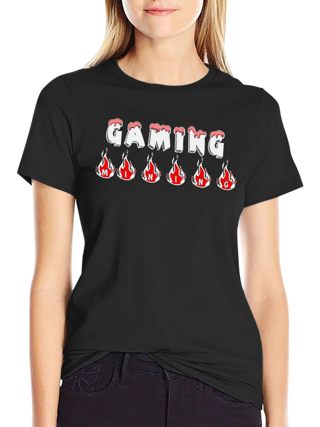 Gaming T-Shirt - Flaming Letters - Black Tee product image 2