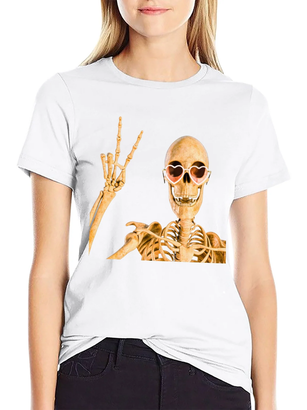 Skeleton with Heart Glasses T-Shirt product image 8