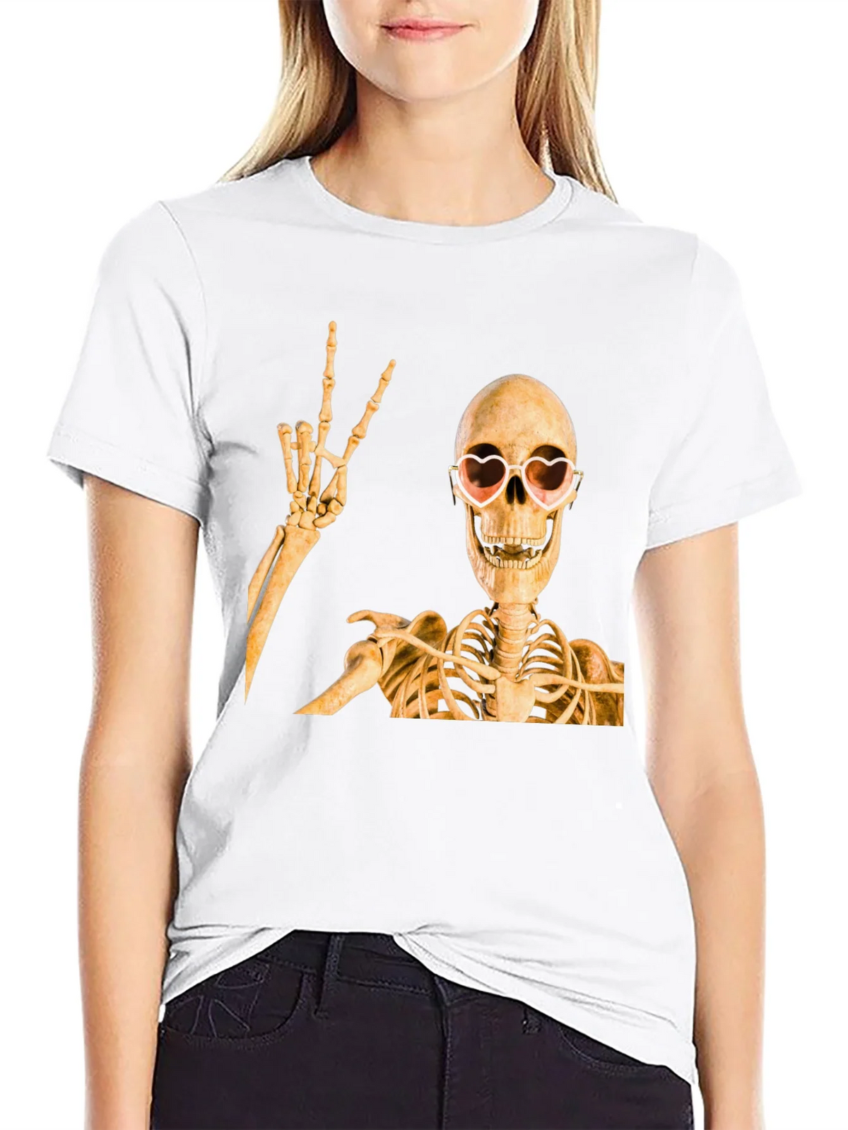 Skeleton with Heart Glasses T-Shirt product image 8