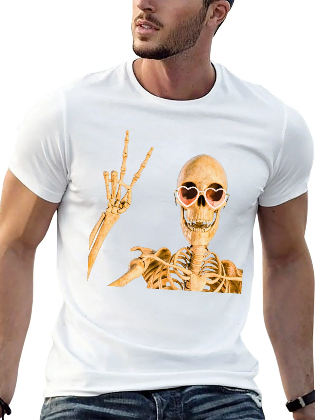 Skeleton with Heart Glasses T-Shirt product image 12