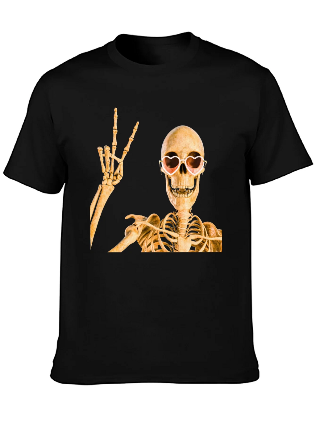 Skeleton with Heart Glasses T-Shirt product image 3